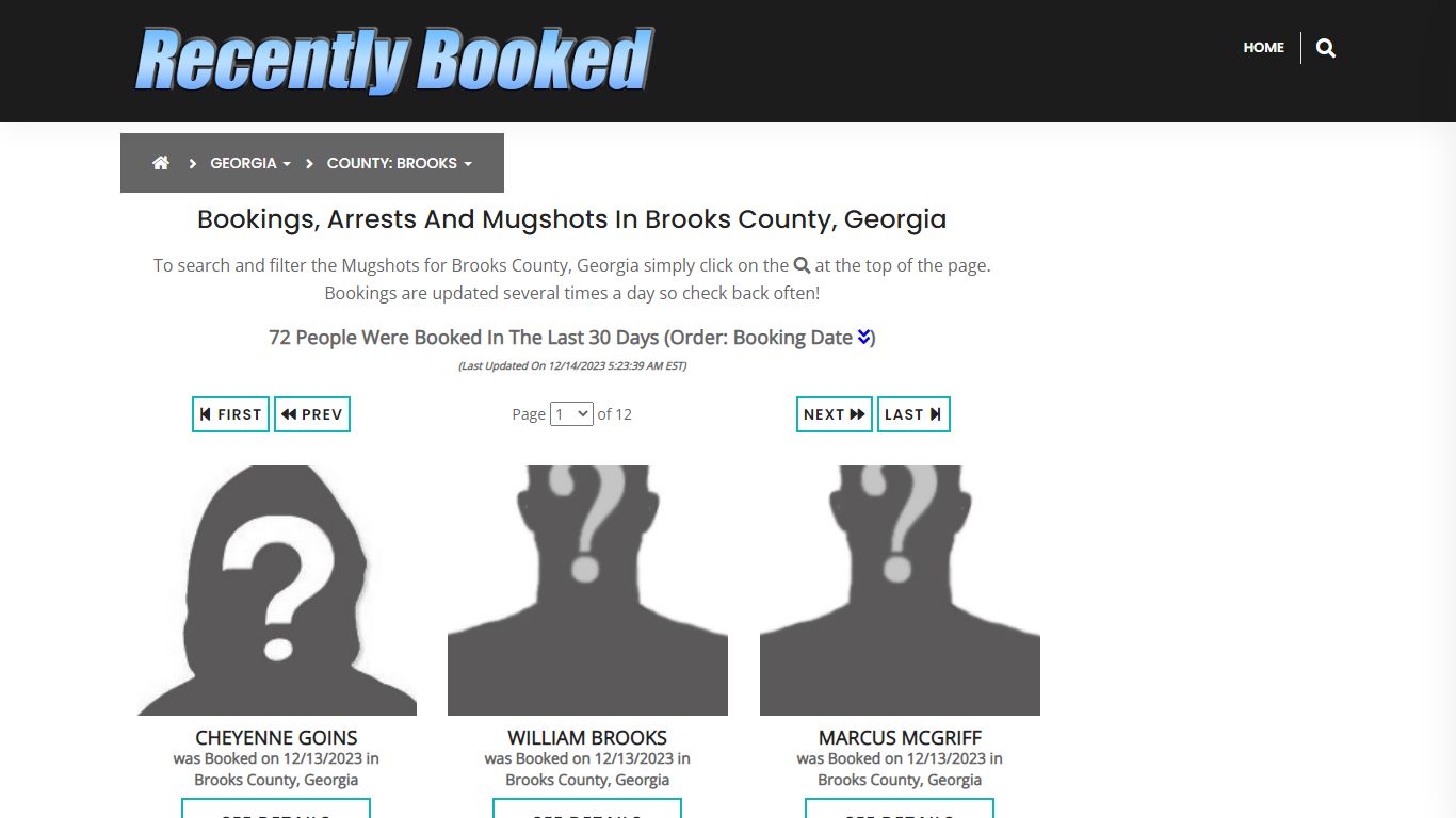 Recent bookings, Arrests, Mugshots in Brooks County, Georgia